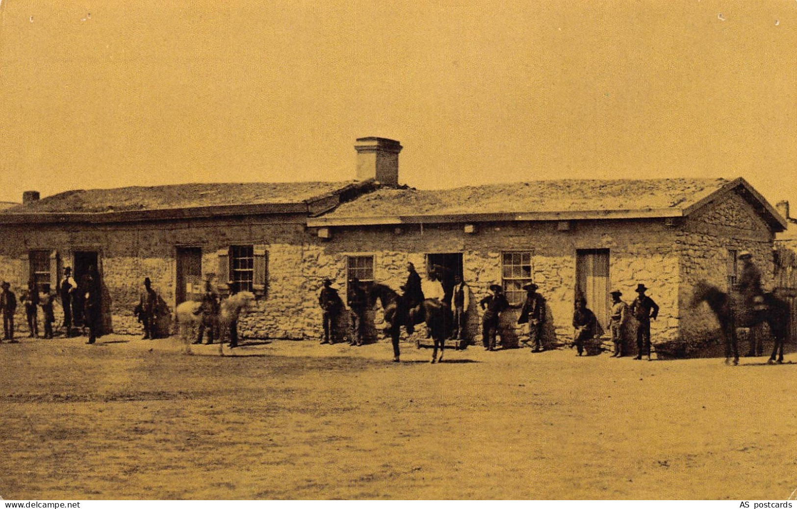 B672 US Fort Laramie Wyoming Post Trader's Store as in 1877 Wild West postcard