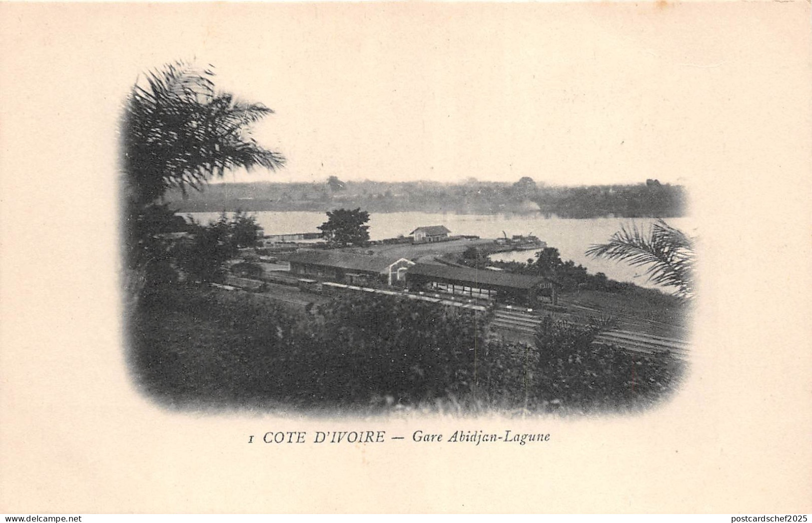B91647  africa railway station train ivory coast Abidjan lagoon station
