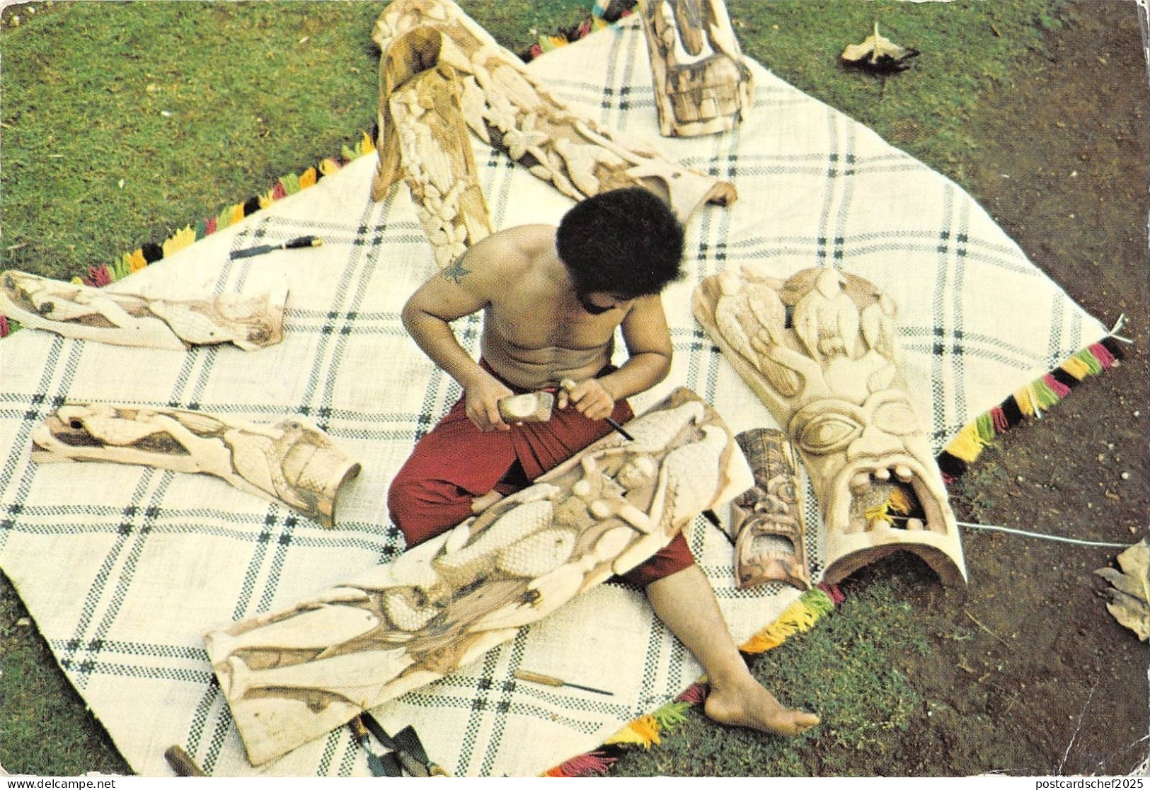 B95746 types folklore wood carving tongan carvers tonga