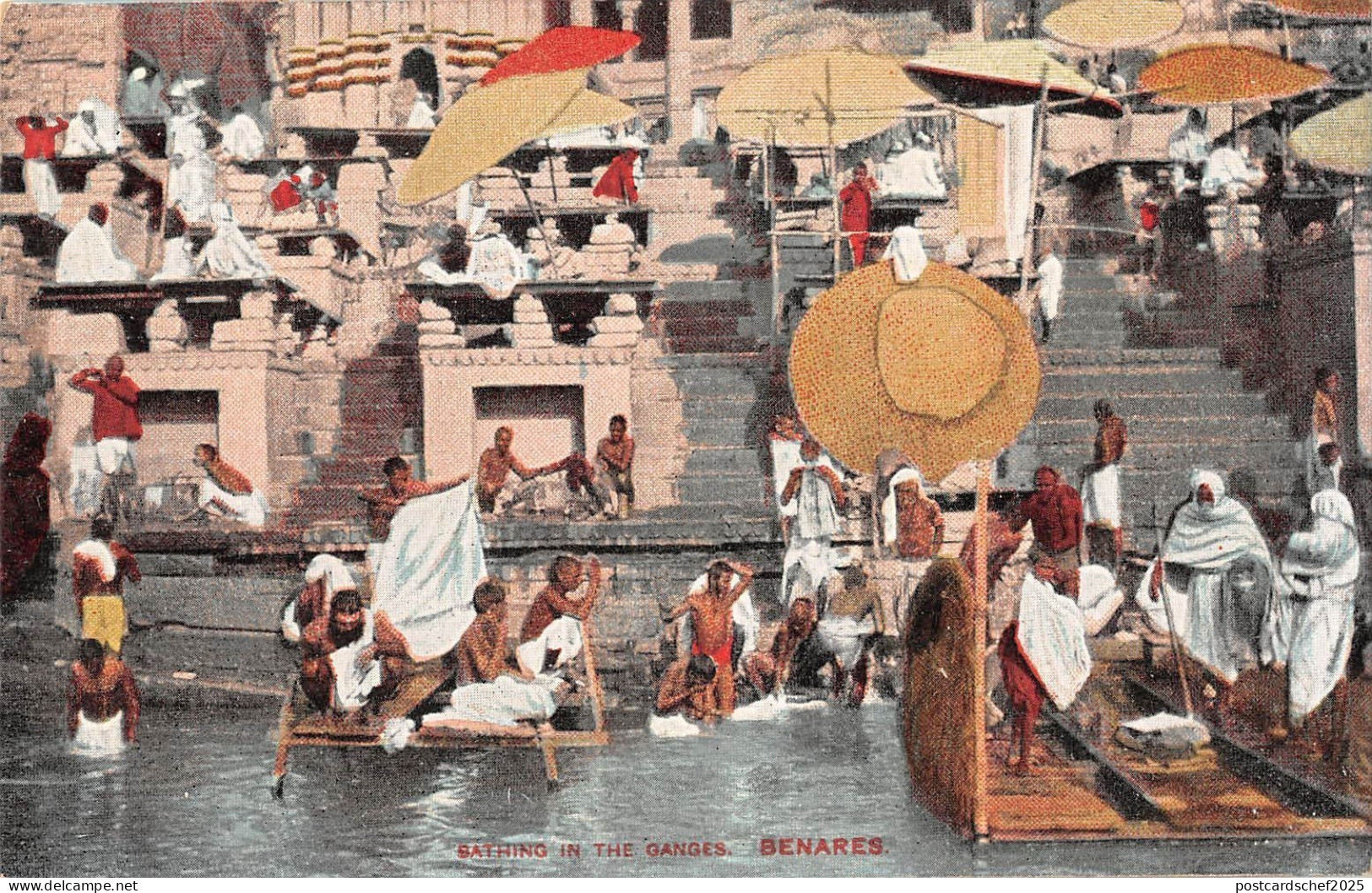 B96120 bathing in the ganges benares   india