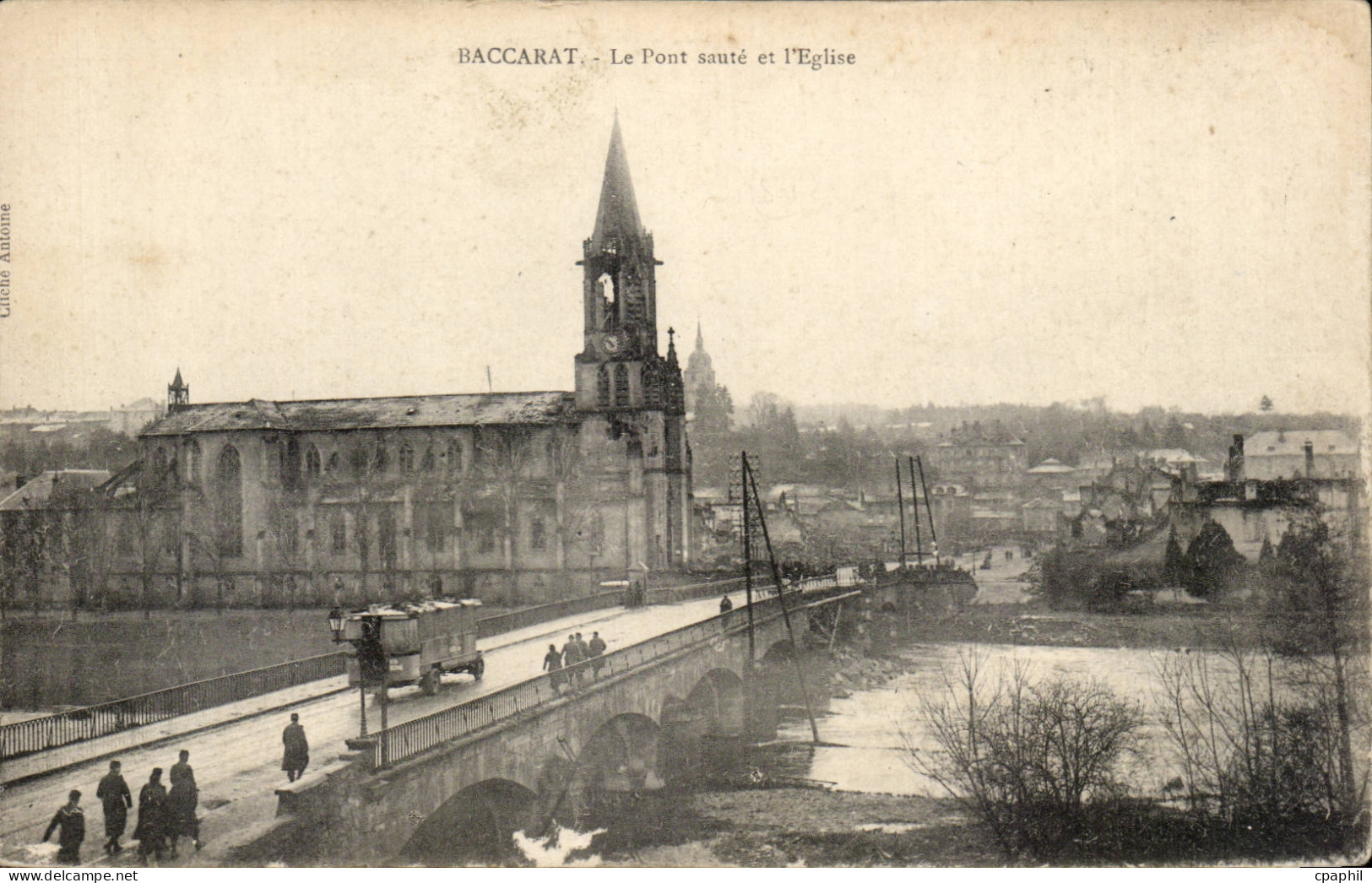 Baccarat CPA Le pont saute et l'eglise