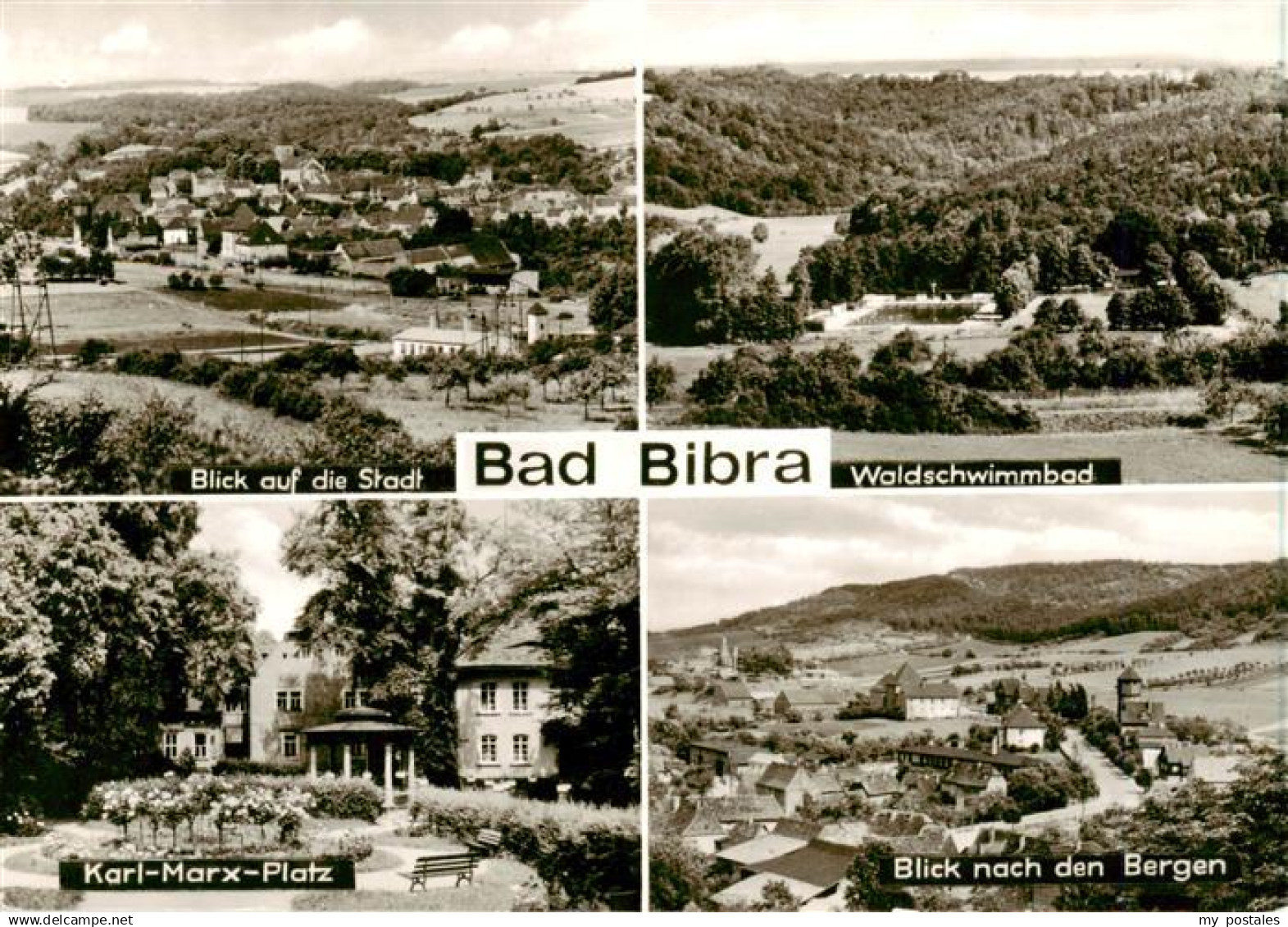 Bad Bibra Stadtblick Waldschwimmbad Karl Marx Patz Panorama