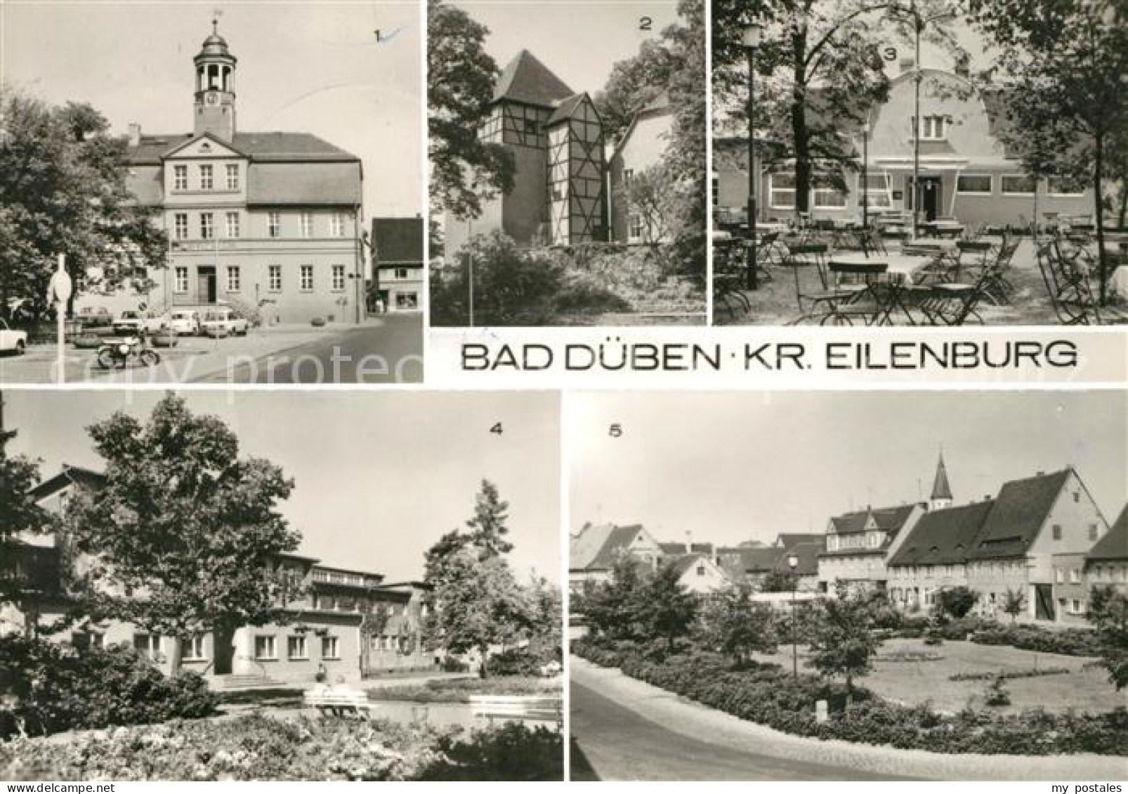 Bad Dueben Markt mit Rathaus Burg Dueben Kulturhaus Eisenmoorbad Platz der Jugen