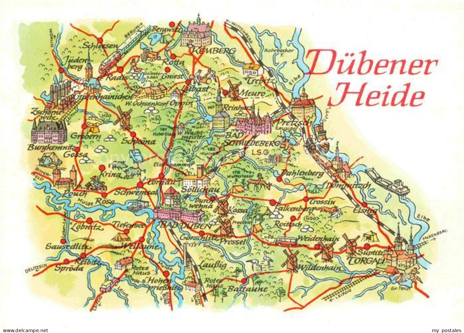 Bad Dueben Sachsen Landkarte Duebener-Heide Bad-Schmiedeberg Torgau Kemberg Schw