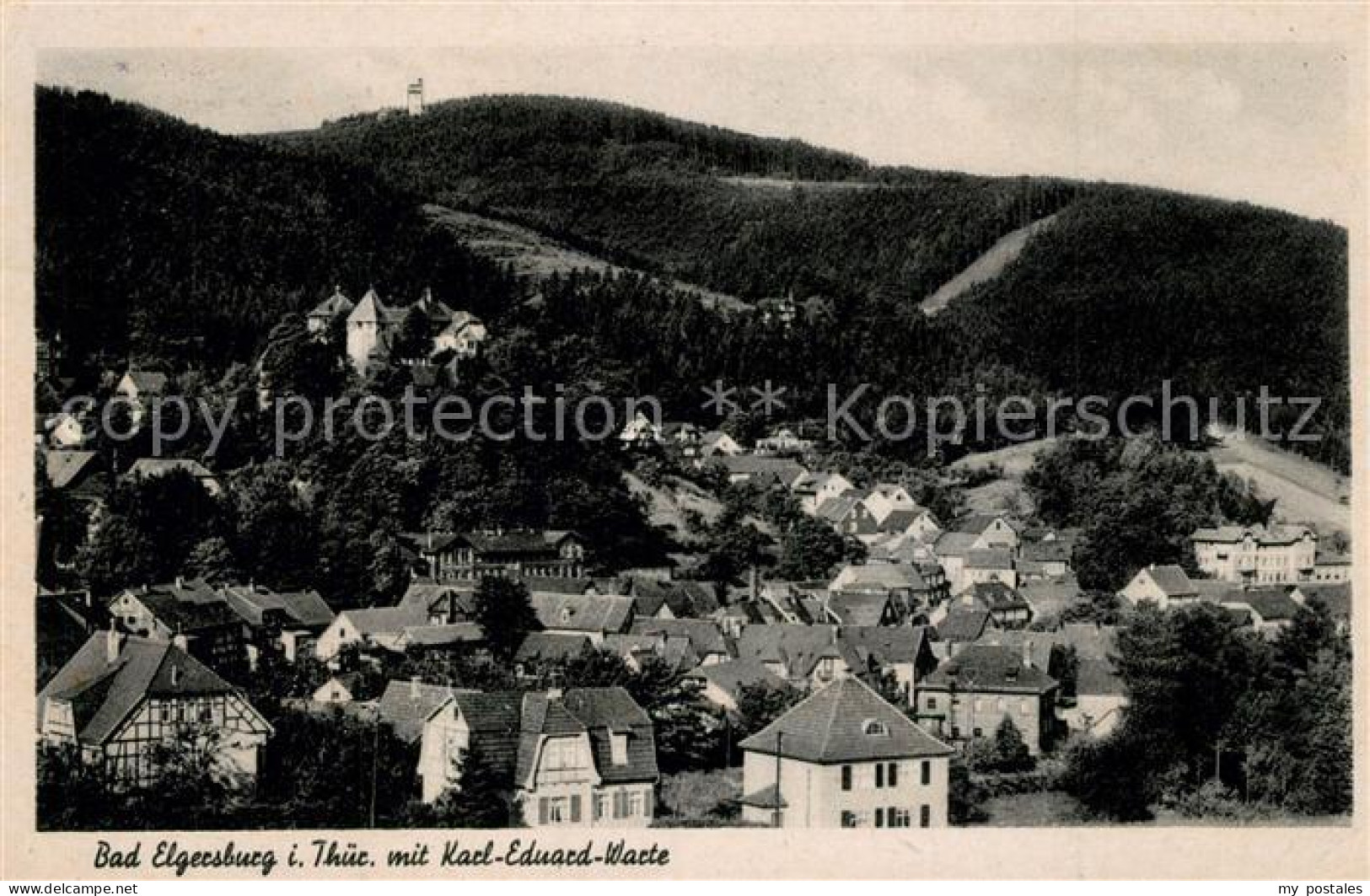 Bad Elgersburg Teilansicht mit Elgersburg und Karl Eduard Warte