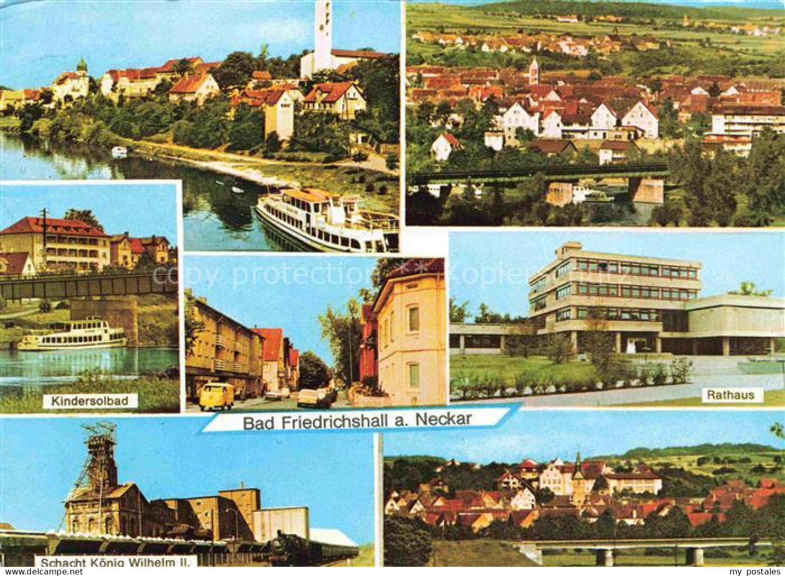 Bad Friedrichshall Neckarpartie Fahrgastschiff Panorama Kindersolbad Rathaus Sch