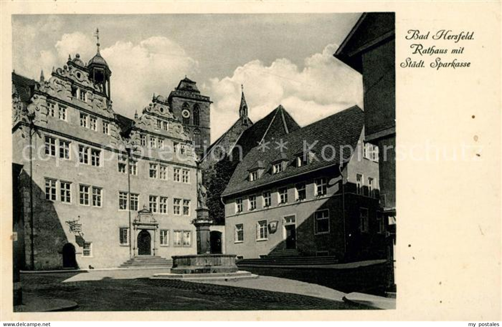 Bad Hersfeld Rathaus mit Staedtischer Sparkasse 1200 Jahre Hersfeld