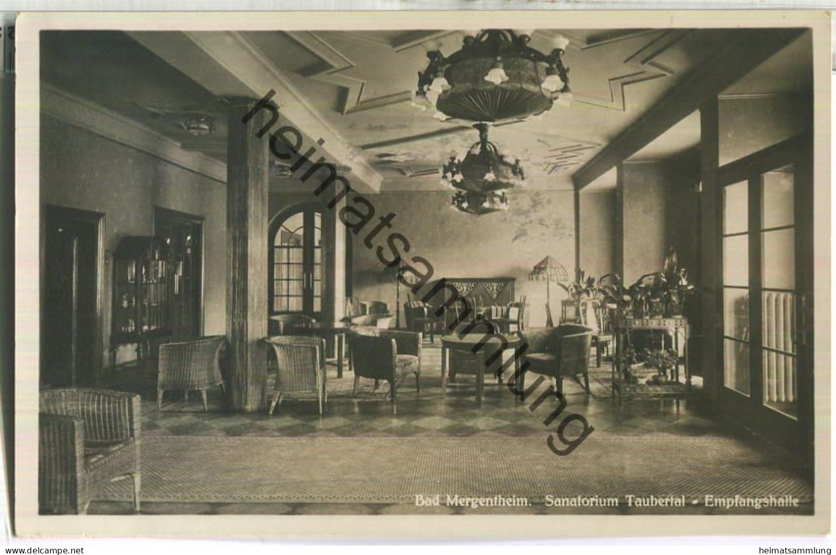 Bad Mergentheim - Sanatorium Taubertal - Empfangshalle - Foto-Ansichtskarte - Fotohaus Löhr Bad Mergentheim - gel. 1936