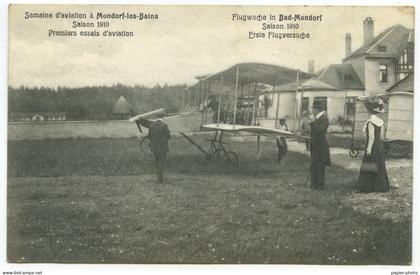 (Luxembourg) Semaine d'aviation à Mondorf-les-Bains. Saison 1910, Premiers essais d'aviation. Biplan.