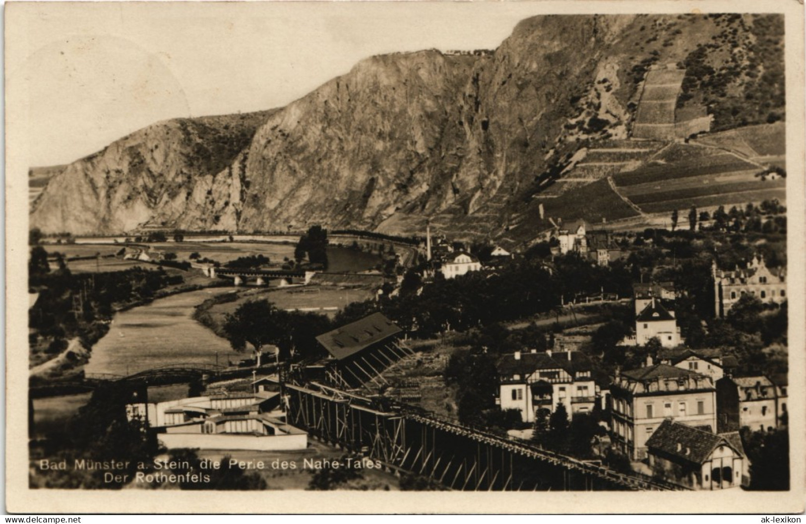 Bad Münster am Stein-Bad Münster am Stein-Ebernburg Stadtpartie - Fotokunst 1930