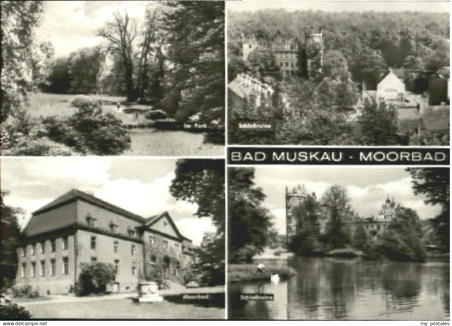 Bad Muskau Oberlausitz Schlossruine Bad Park x 1977