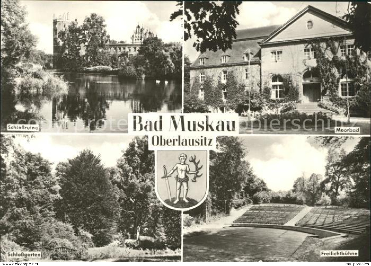 Bad Muskau Oberlausitz Schlossruine Moorbad Freilichtbuehne Schlossgarten Wappen