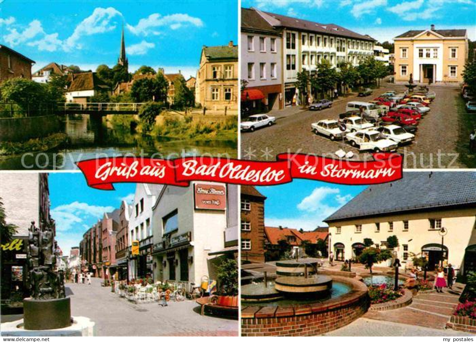Bad Oldesloe Partie am Fluss Platz Brunnen Fussgaengerzone