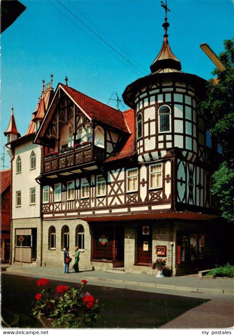 Bad Rodach Bayern Fridolinhaus Fachwerk Erker Turm Balkon Blumen historisches-Ge