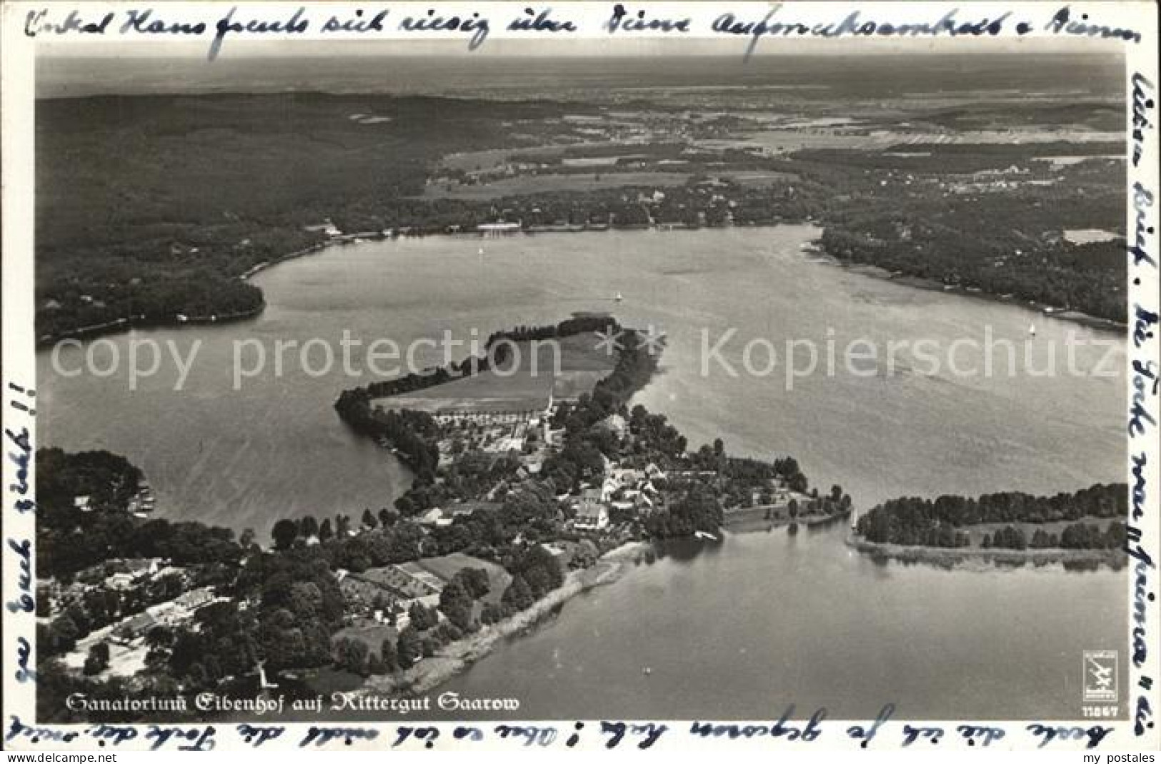 Bad Saarow Sanatorium Eibenhof auf Rittergut Saarow Scharmuetzelsee Fliegeraufna