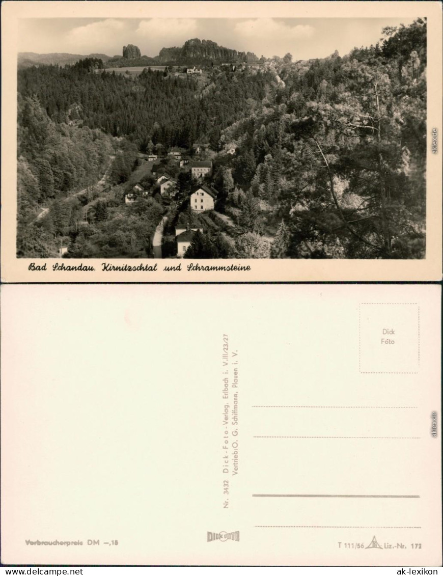 Bad Schandau Panorama-Ansicht, Kirnitzschtal und Schrammsteine 1956