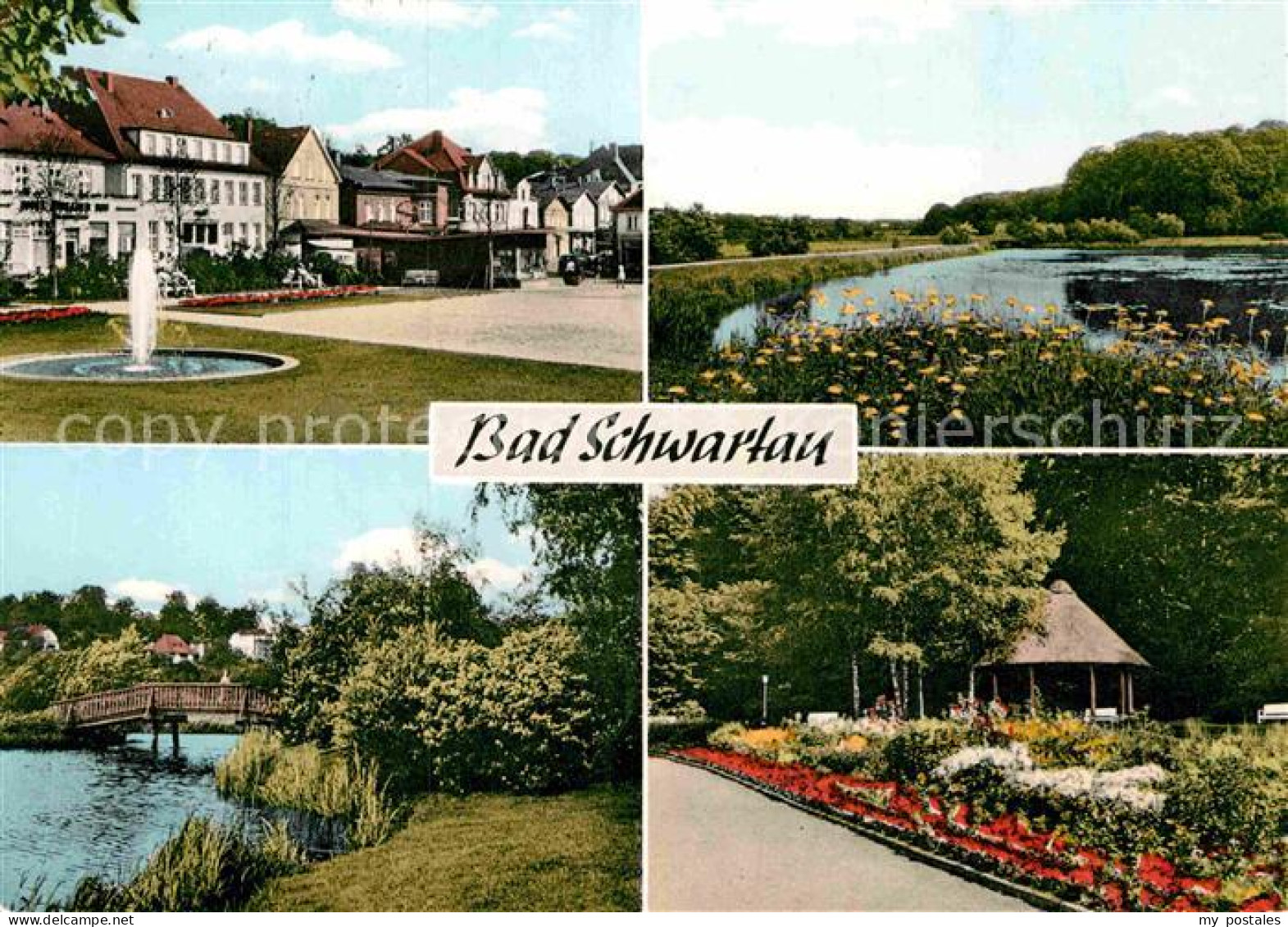 Bad Schwartau Teilansichten Kurort Park Teich Bruecke Jod und Solbad