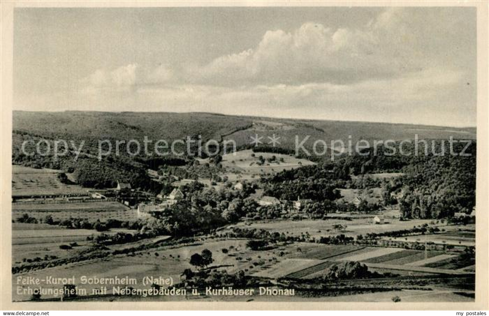 Bad Sobernheim Panorama Erholungsheim mit Nebengebaeuden und Kurhaeuser Dhonau