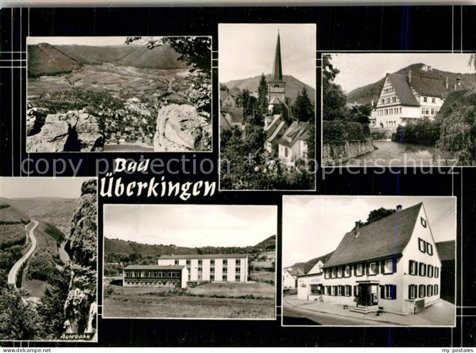 Bad ueberkingen Panorama Kirche Partie am Fluss Hotelfachschule Autobahn Felsen