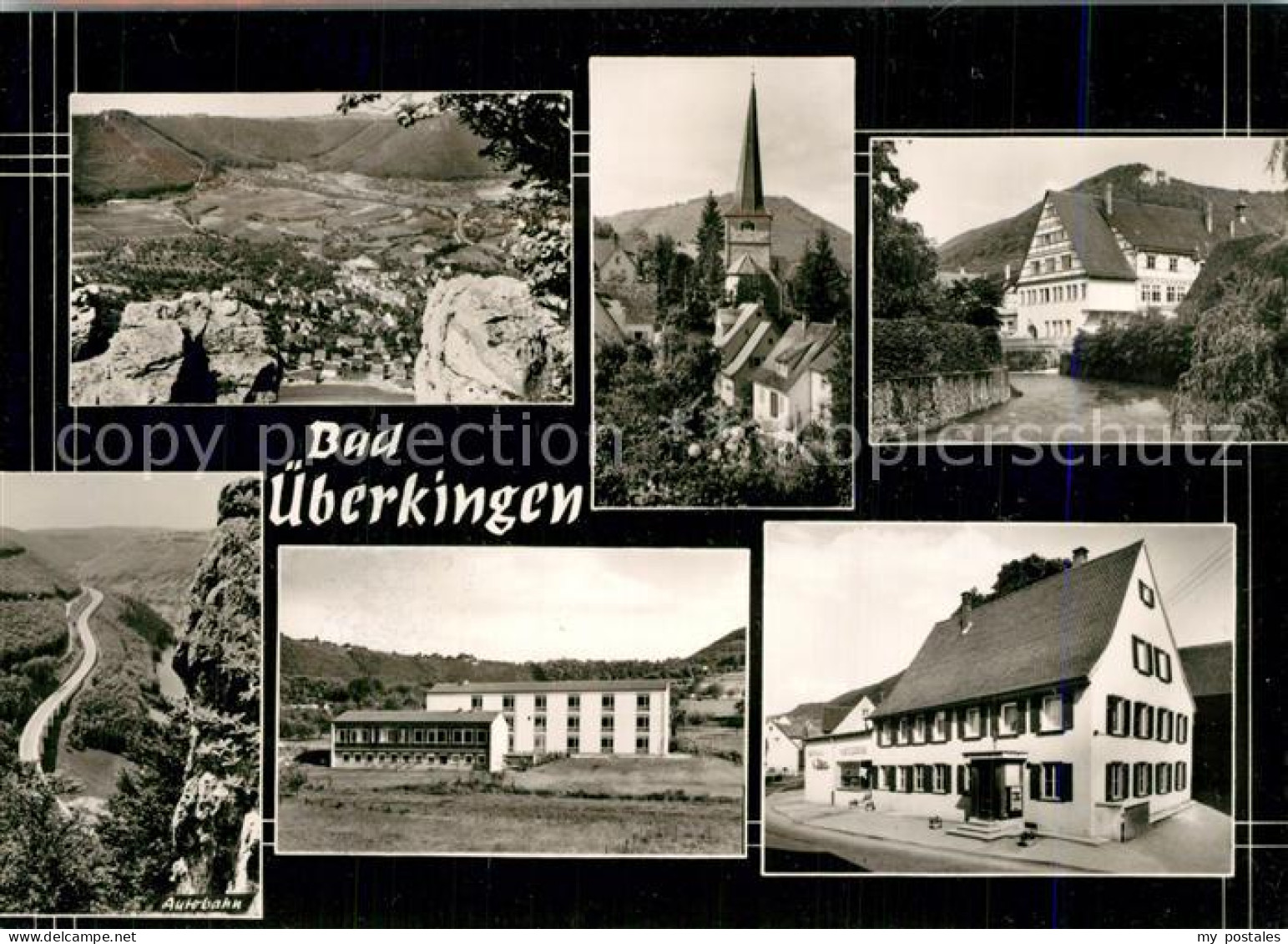Bad ueberkingen Panorama Kirche Partie am Fluss Hotelfachschule Autobahn Felsen