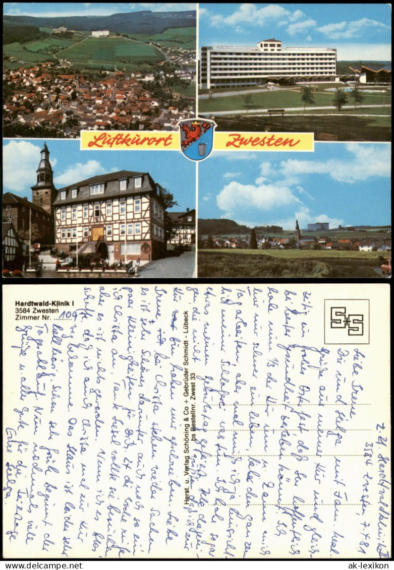 Bad Zwesten-Bad Wildungen Mehrbild-AK Ortsansichten und Hardtwald-Klinik 1981