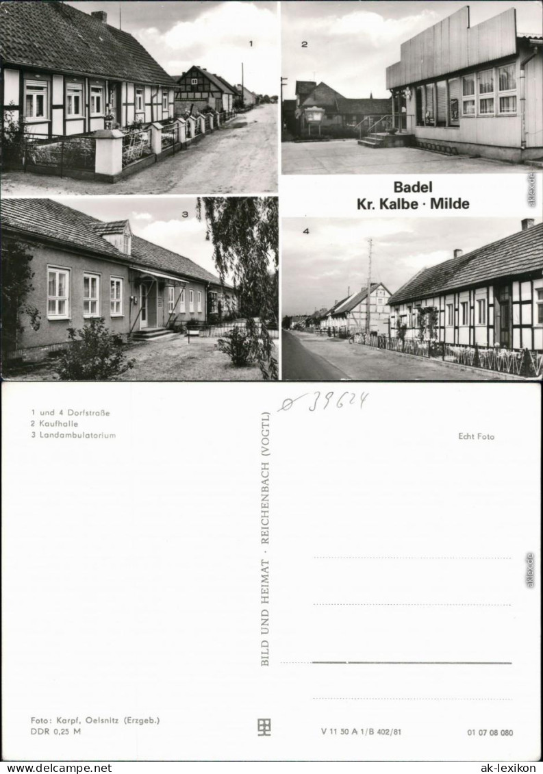 Badel-Kalbe (Milde) Dorfstraße, Kaufhalle, Landambulatorium 1981