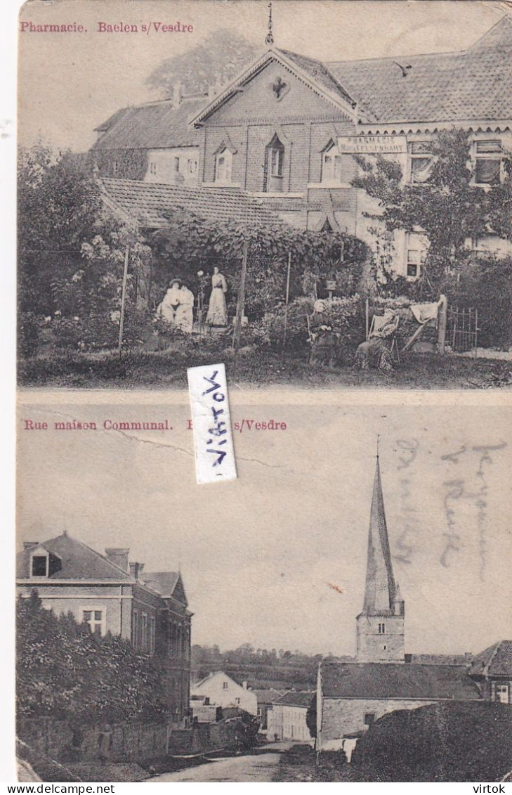 Baelen s/ Vesdre :  Pharmacie & maison communal  ( ecrit 1910 avec timbre )