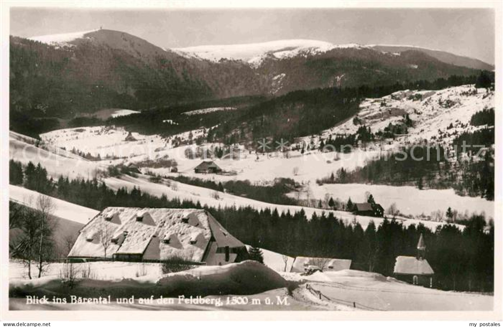 Baerental Feldberg Winterpanorama Blick zum Feldberg Schwarzwald