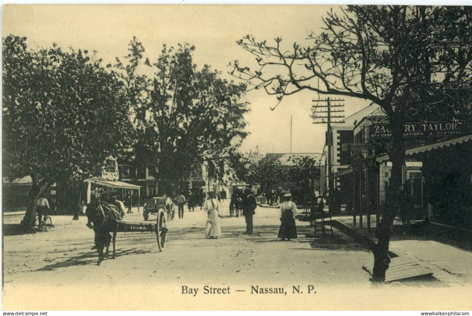 Bahamas Nassau Bay Street early postcard