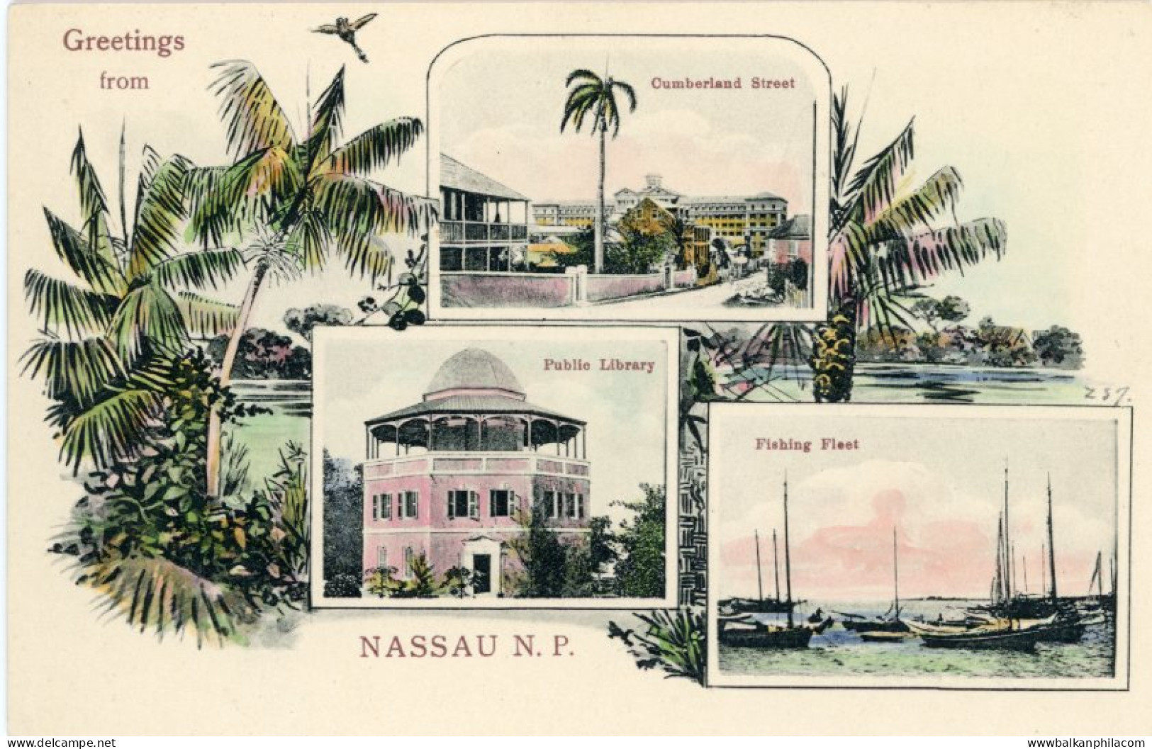 Bahamas Nassau Multi View early postcard