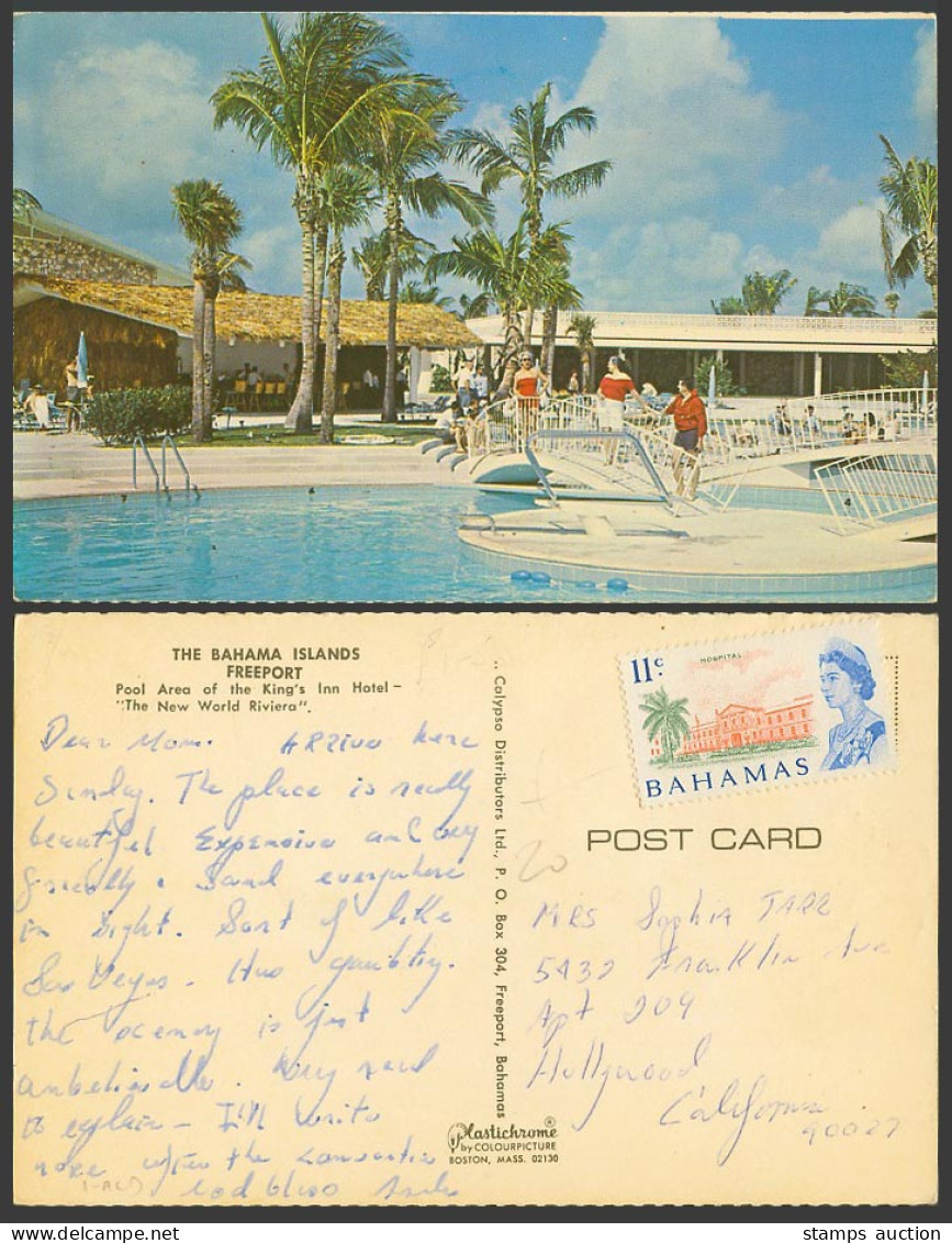 Bahamas Old Postcard The Bahama Islands Freeport Swimming Pool, King's Inn Hotel