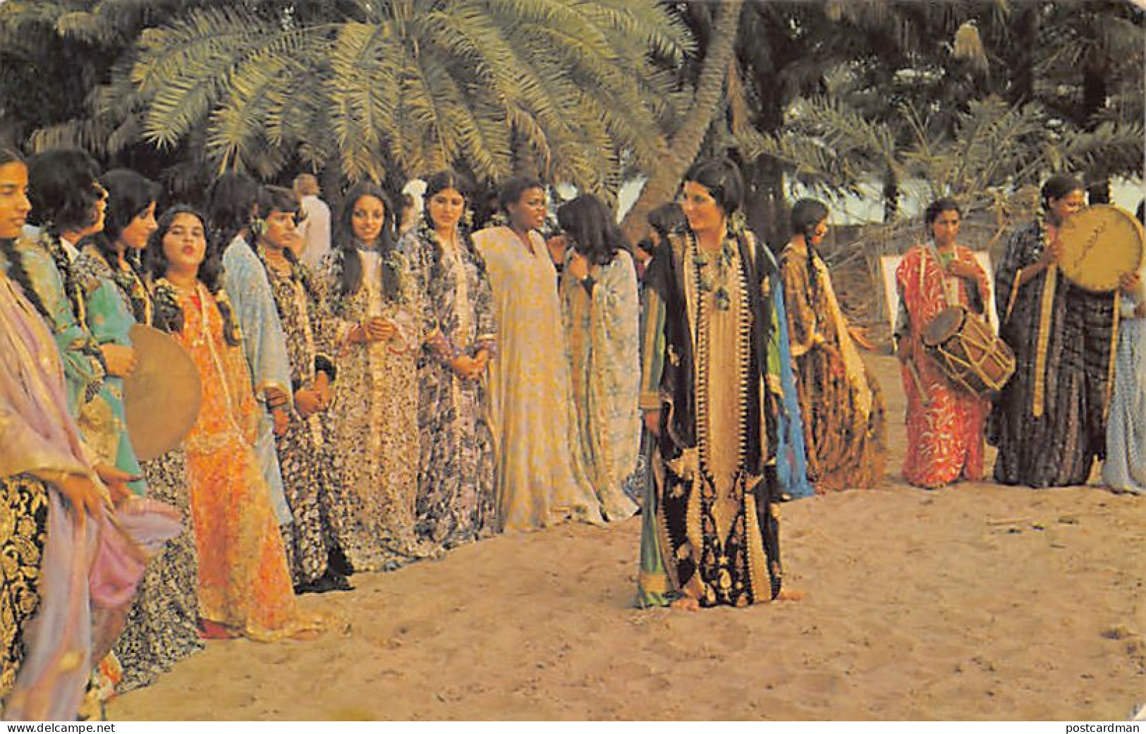 Bahrain - POSTALLY USED POSTCARD - Traditional village dancers - CONCORDE POSTAGE STAMP - Publ. Falcon Cinefoto