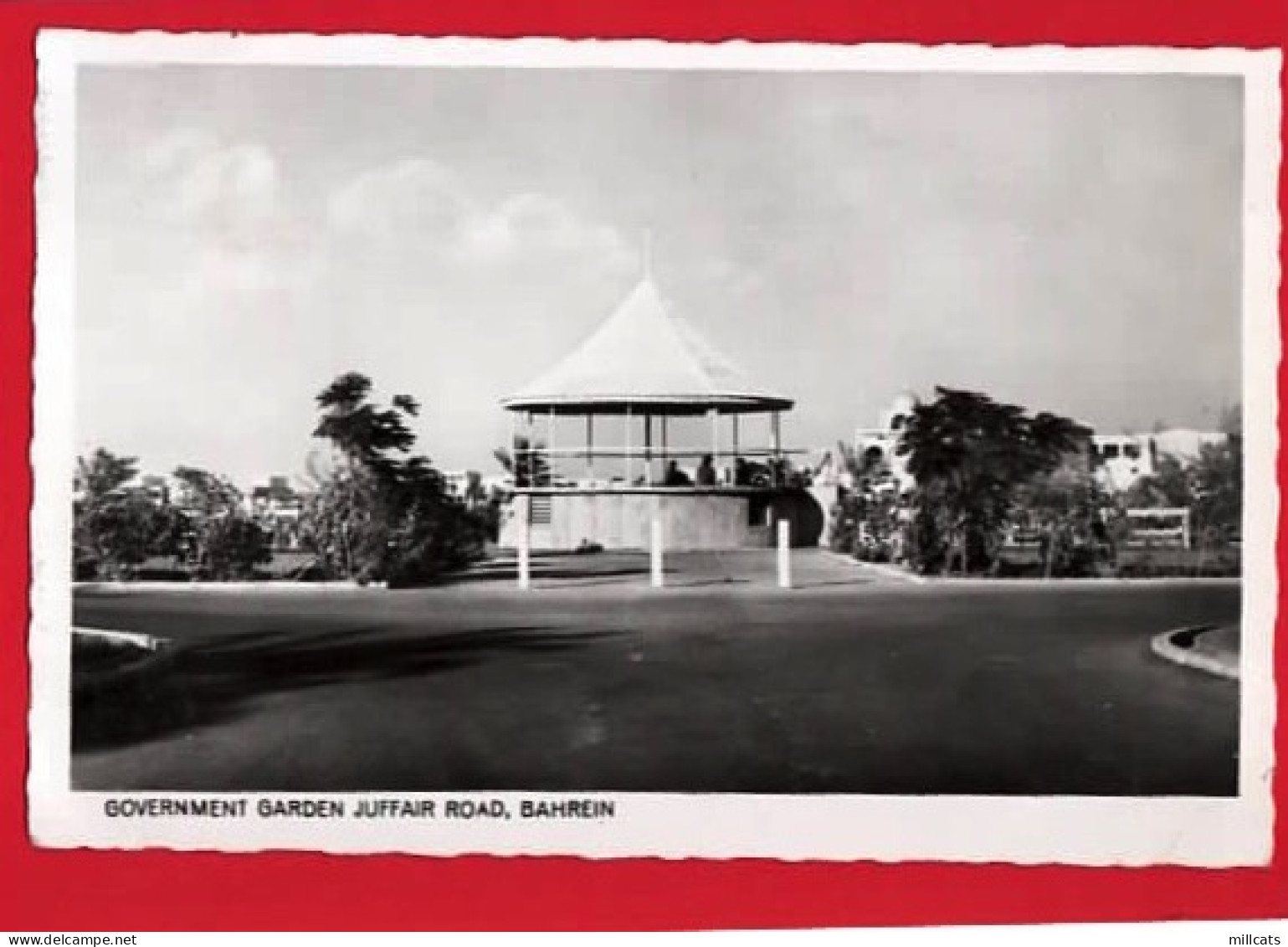 BAHREIN     GOVERNMENT GARDEN  JUFFAIR RD    RP + STAMP OVERPRINT