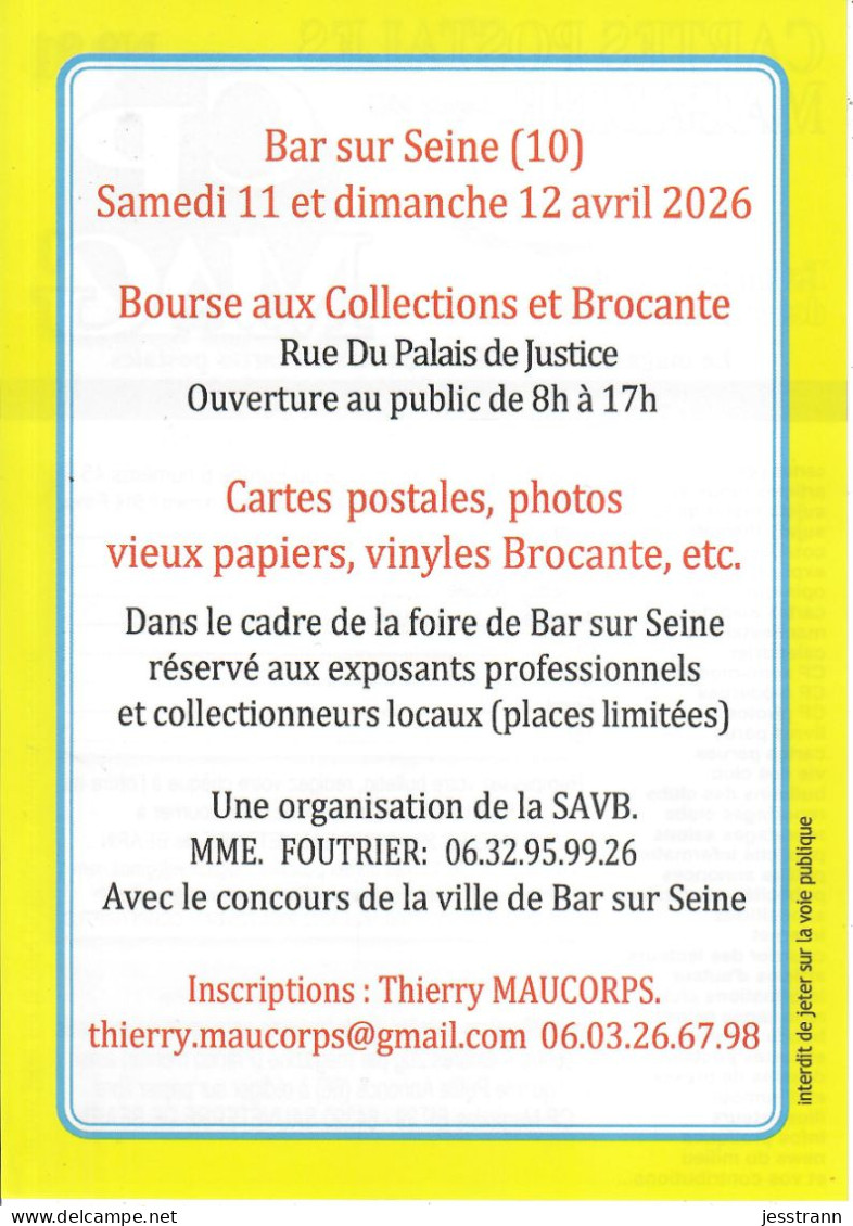 BAR SUR SEINE-  AFFICHETTE BROCANTE ET COLLECTIONS- 11 ET 12 AVRIL 2026