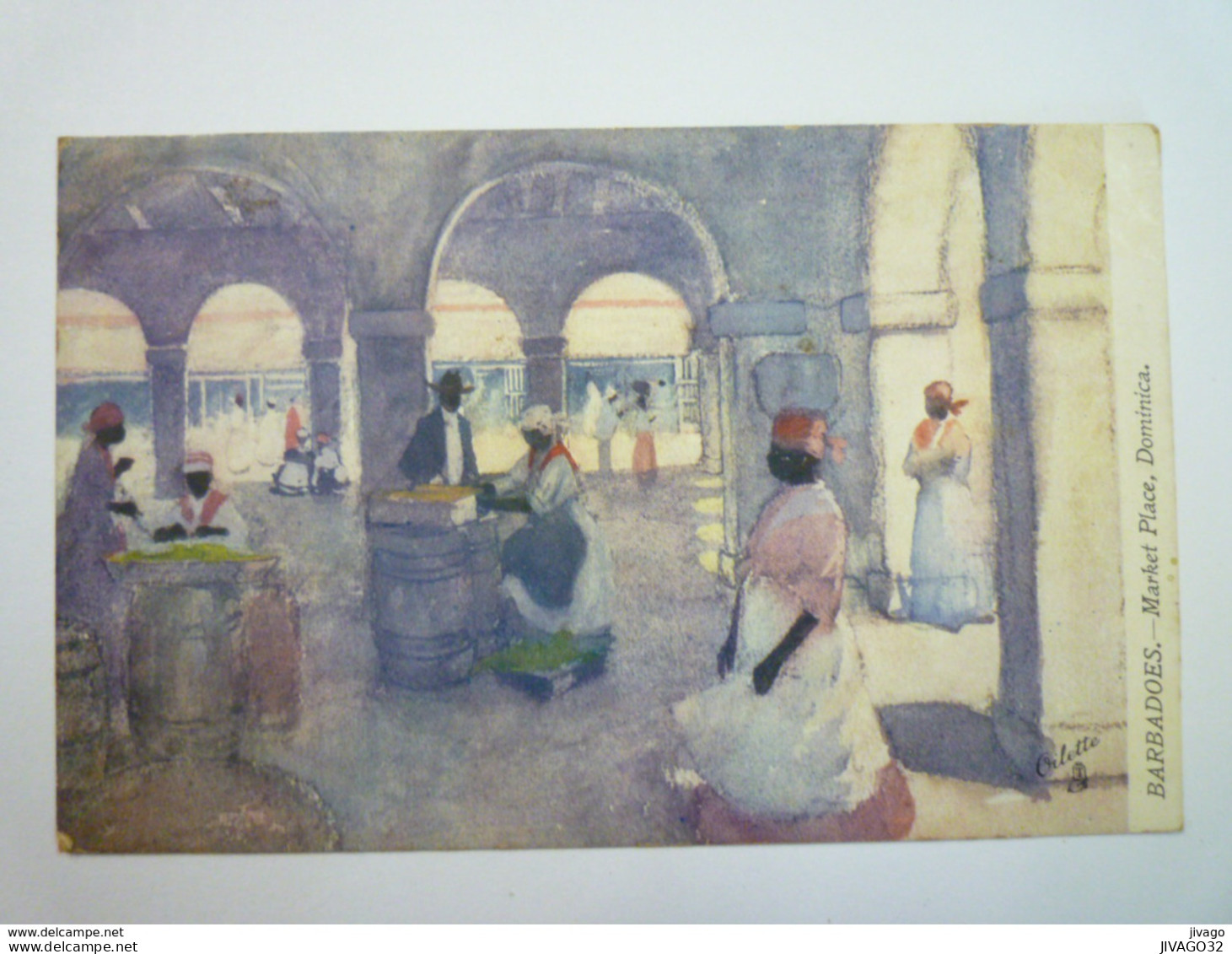 BARBADOES  :  MARKET  PLACE  -  DOMINICA  (Oilette  1907)