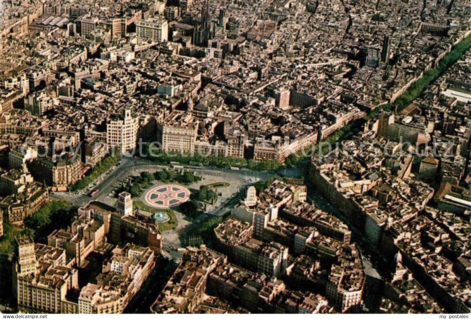 Barcelona Cataluna Plaza Cataluna y Ramblas vista aerea