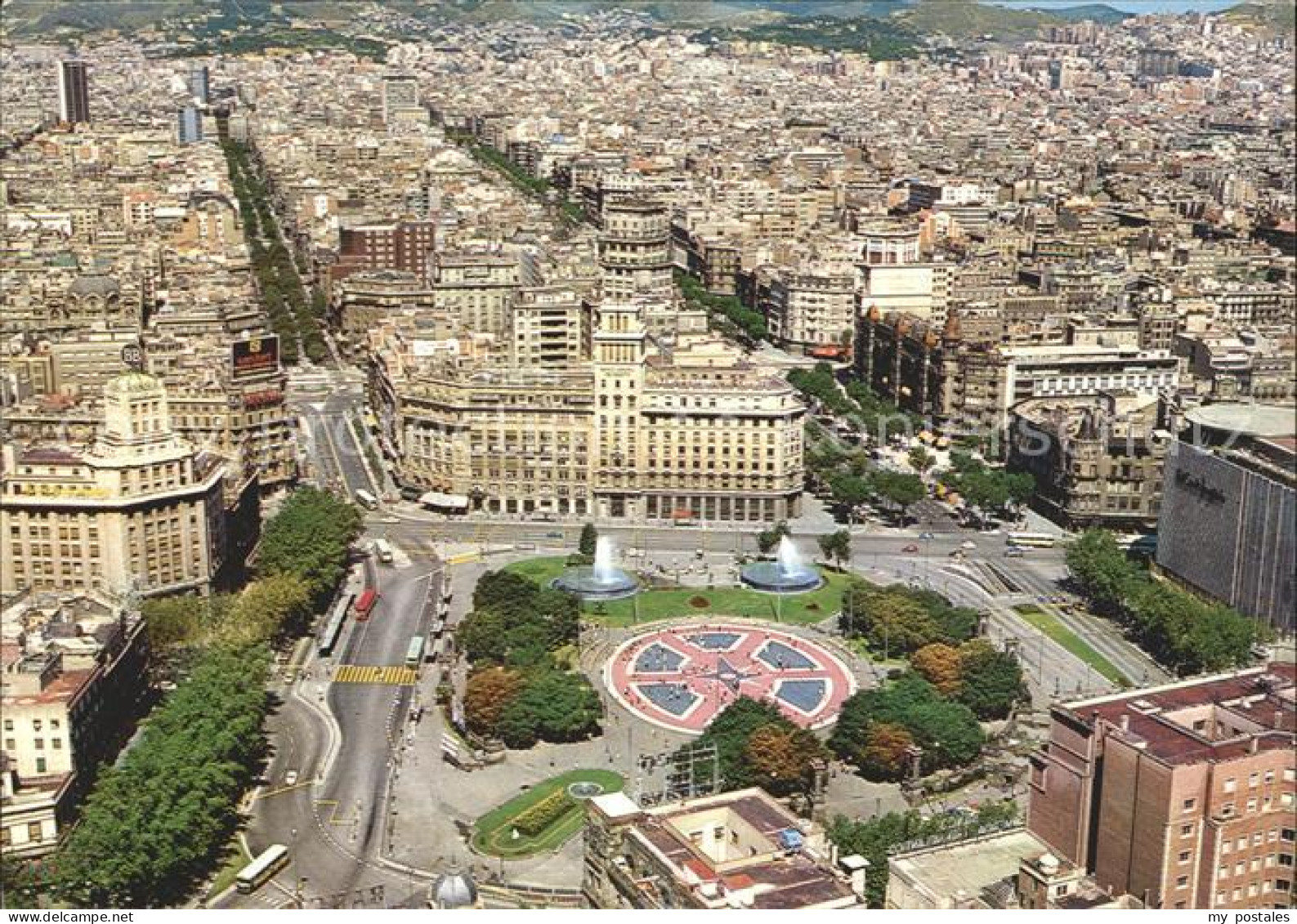 Barcelona Cataluna Plaza de Cataluna Fliegeraufnahme