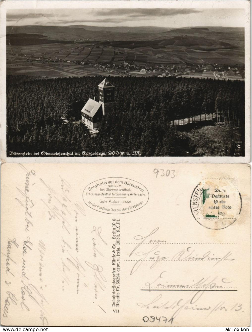 Bärenstein (Erzgebirge) Bärenstein mit Berghotel - Luftbild 1941