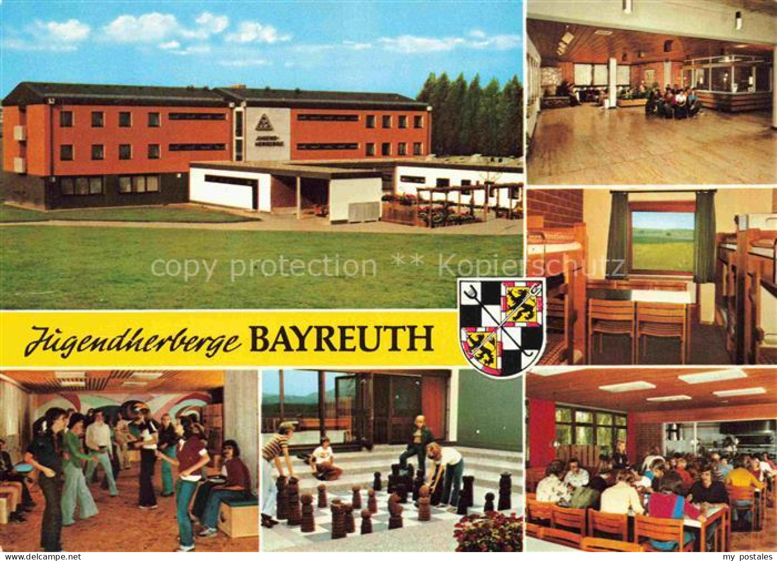 BAYREUTH Bayern Jugendherberge Bayreuth Tanzdiele Gartenschach Gastraum Schlafra