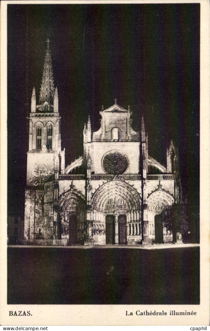 Bazas CPA La cathedrale illuminee
