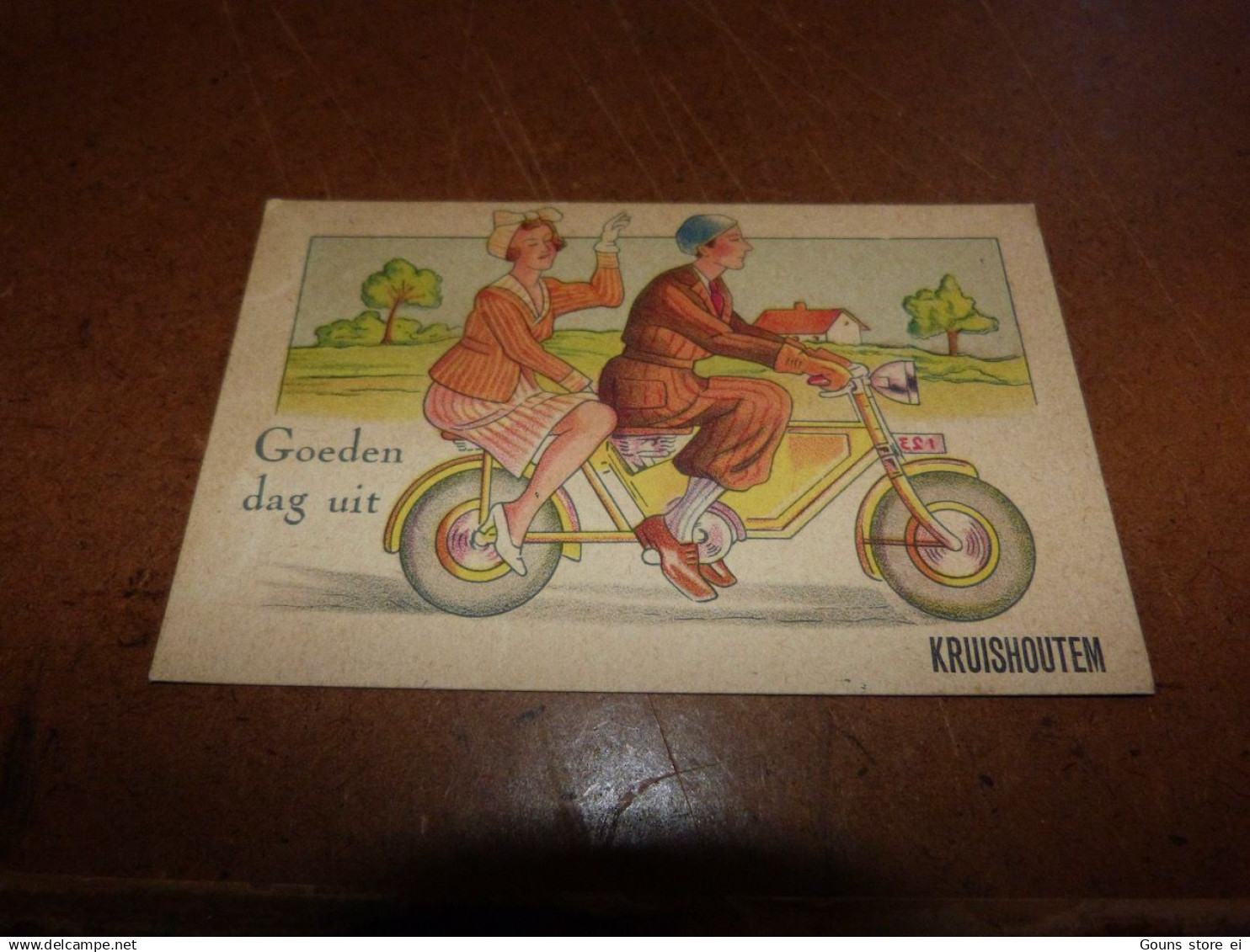 BC31-1 Cpa SOuvenir - Bonjour - AMitié - Kus  - Baiser -  Pensée - Goeden dag uit :  Kruishoutem moto bike