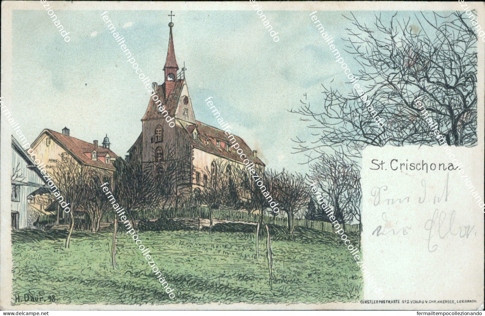 bd148 cartolina st.crischona basilea svizzera inizio 900