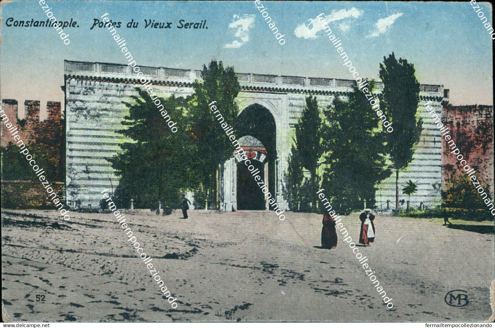 be507 cartolina constantinople portes du vieux serail  turchia turkey