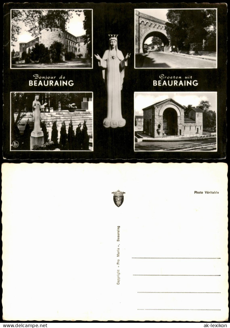 Beauraing MB mit Schloss und Statue Unserer Lieben Frau von Beauraing 1950