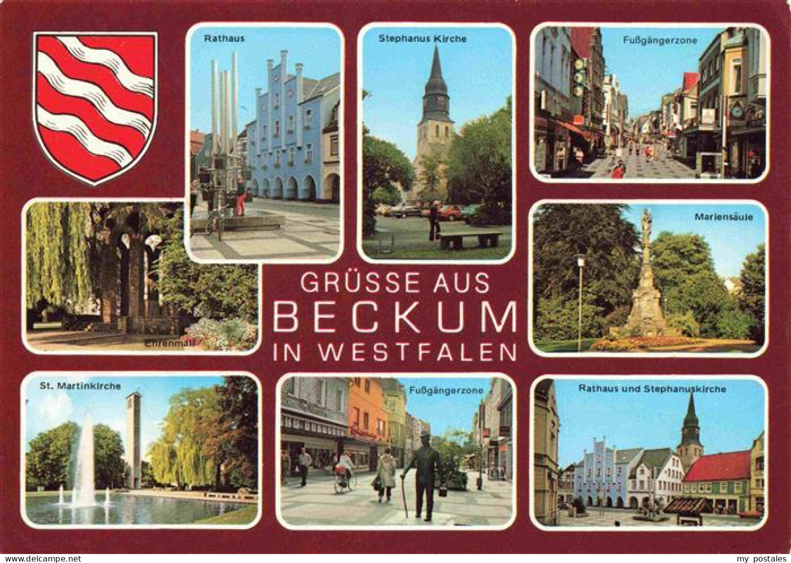 Beckum  Westfalen Rathaus Kirche Fussgaengerzone Mariensaeule Ehrenmal