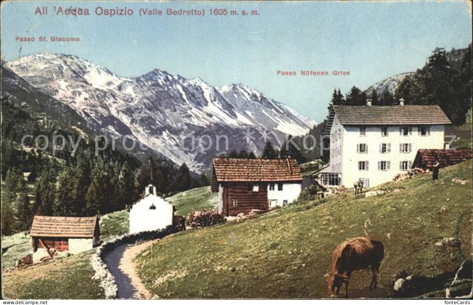 Bedretto All Acqua Ospizio Valle Bedretto Kuehe Dorfpartie