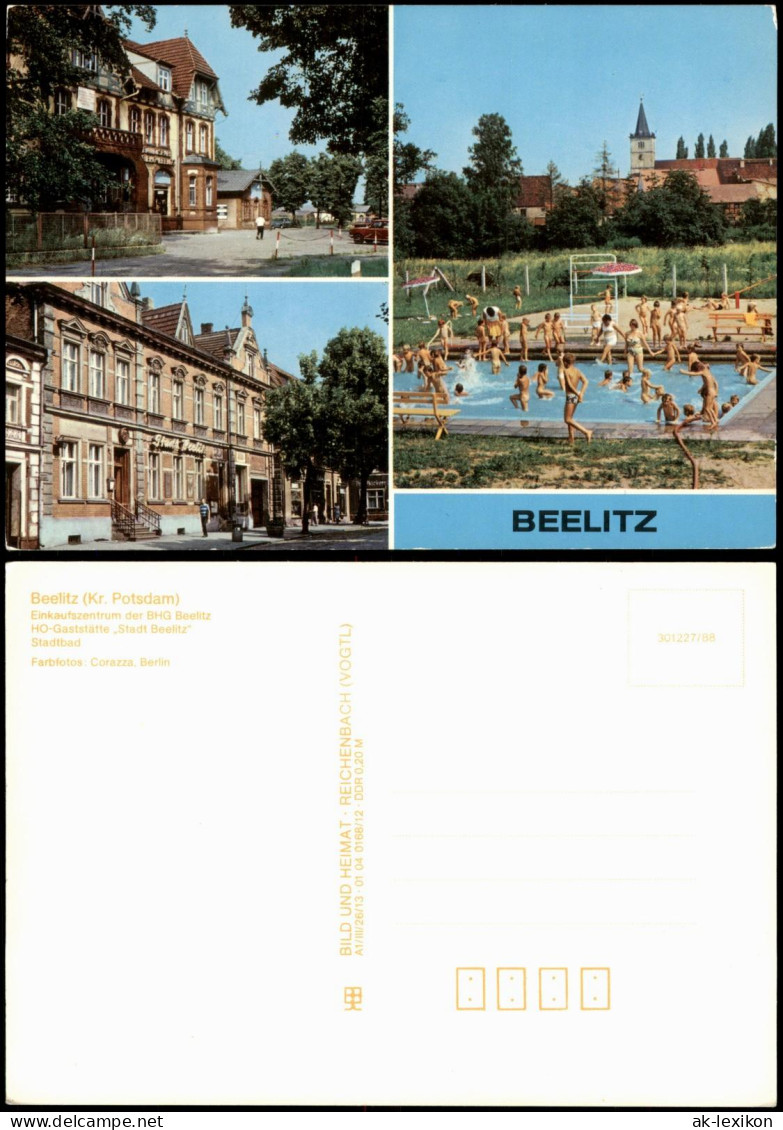 Beelitz Einkaufszentrum der BGH Beelitz, HO-Gststätte Stadt   Stadtbad  1988