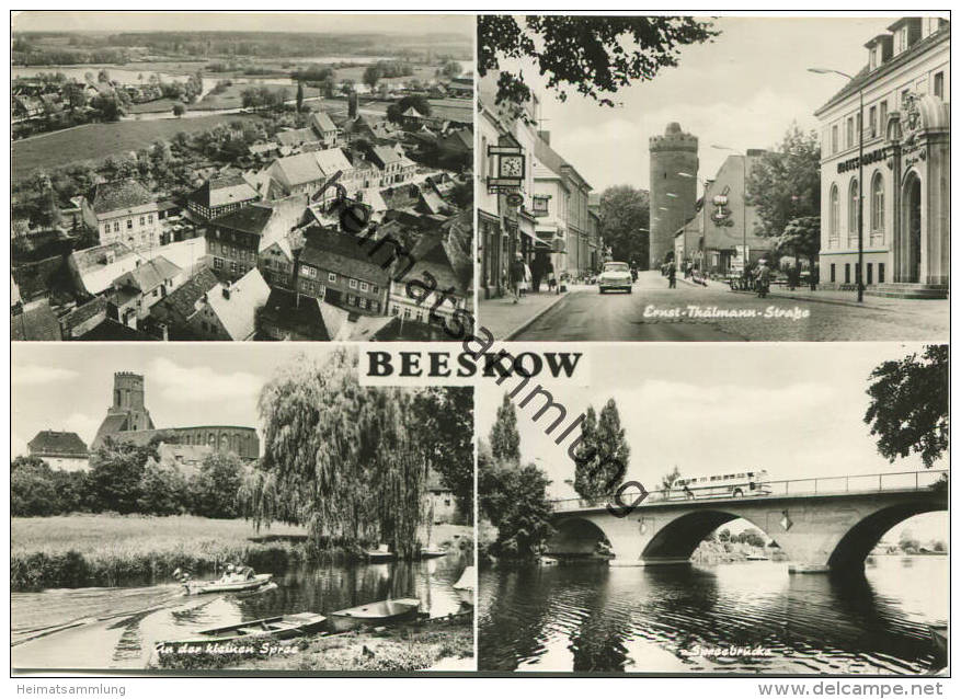 Beeskow - Ernst-Thälmann-Straße - Am kleinen See - Spreebrücke - Foto-AK Großformat 1975 - Planet-Verlag Berlin