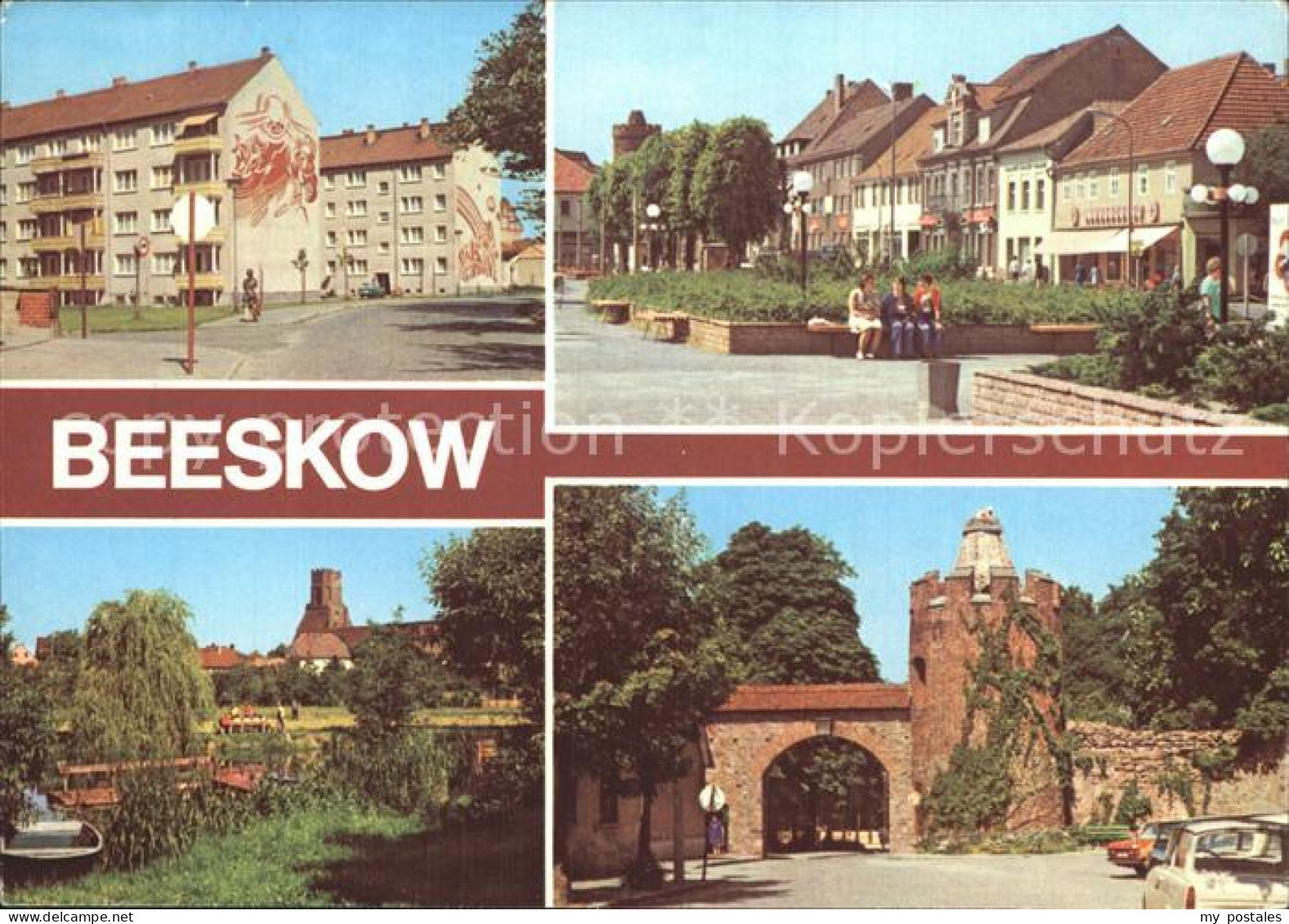 Beeskow Kleine Spree Pulverturm mit Stadtmauer