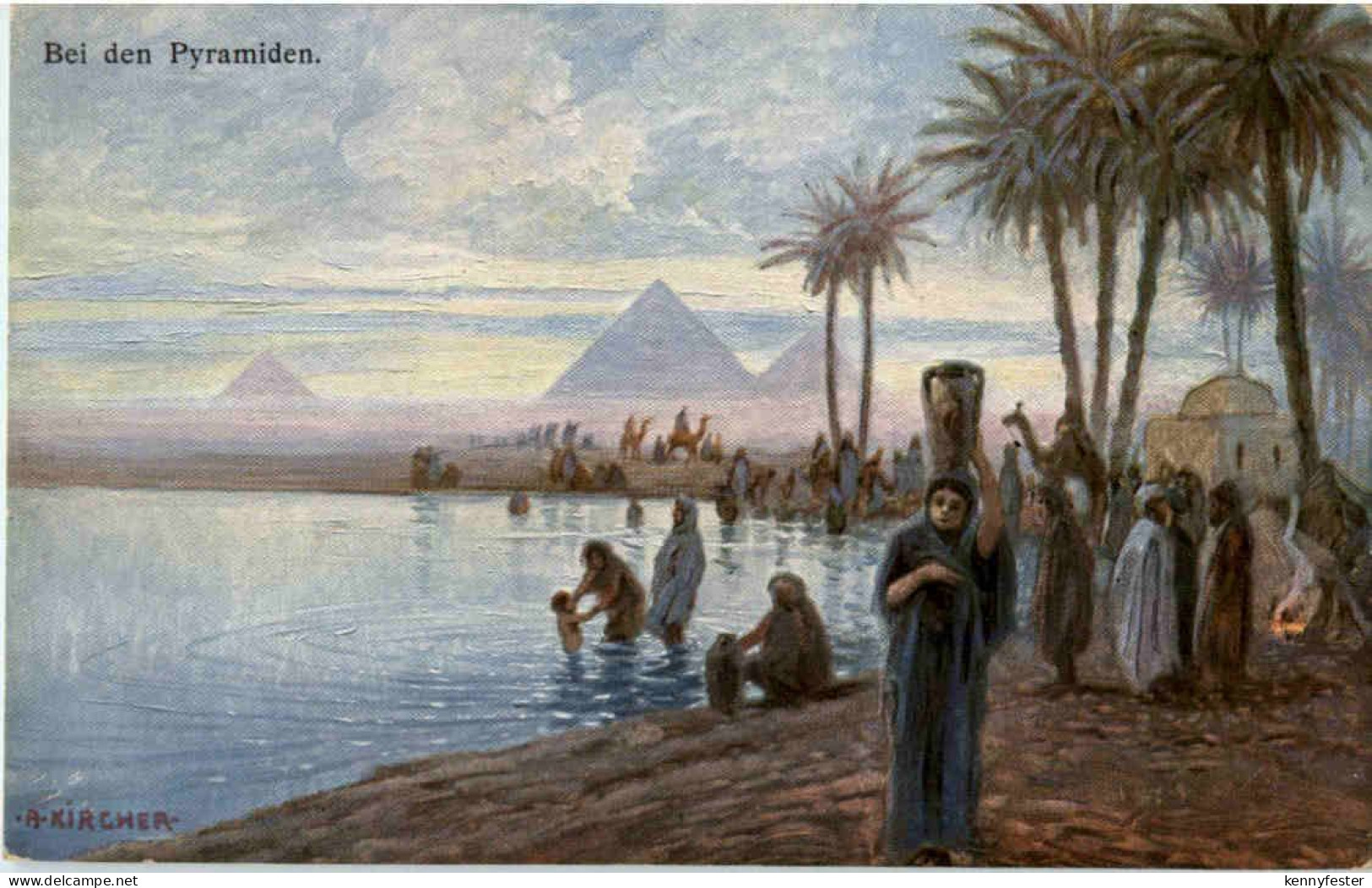 Bei den Pyramiden - Künstlerkarte A. Kircher